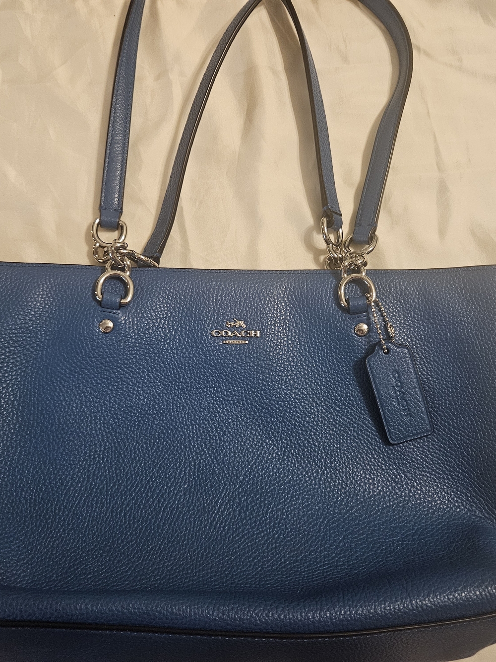 Coach Pebbled Leather Tote Bag in Blue